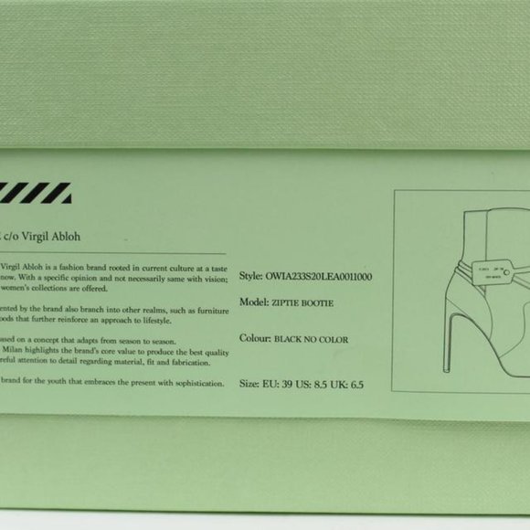 Off-White™ sz39 Black Leather Zip Tie Tag Ziptie - Picture 5 of 12